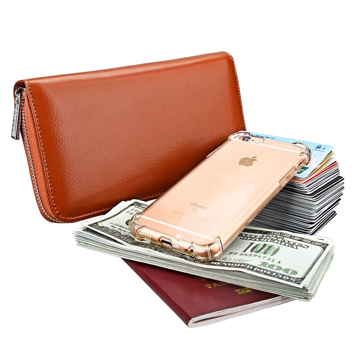 Organ Long Leather Card Case Anti-rfid Credit Card Case Multifunctional Wallet display picture 47