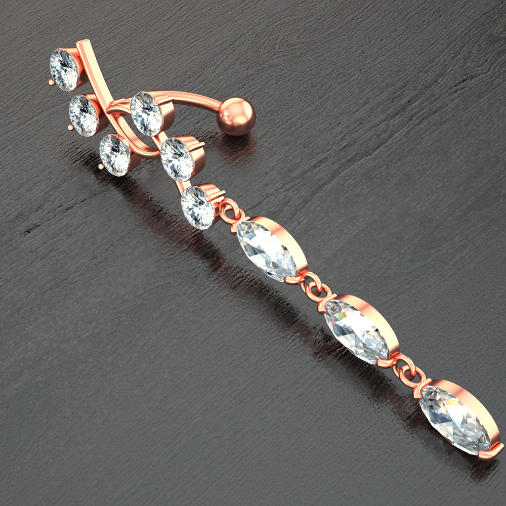 Nuovo piercing creativo con bottone in zircone smussato e anello per l'ombelico_voghion.com