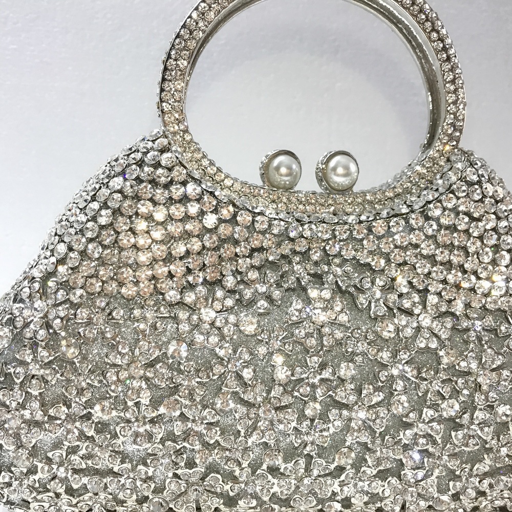 Túi clutch nữ đính kim cương giả dự tiệc cao cấp kích thước 23x12x6 cm — Màu đen chi tiết 32