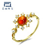 Jewelry, golden retro accessory, zirconium pomegranate from pearl, ring with stone, 9 carat, wholesale