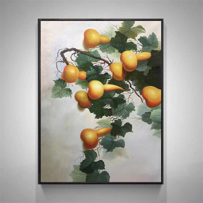 factory Supplying Entrance Decorative painting Fluke Lot gourd Home Furnishing Homestay decorate Hand drawn Oil Painting New Chinese style Hanging picture