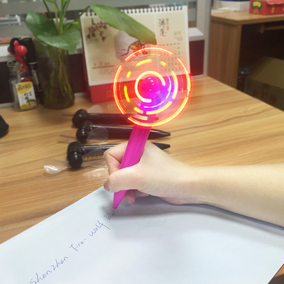 led发光写字笔发光风扇笔办公文具厂家批发学生广告促销礼品现货