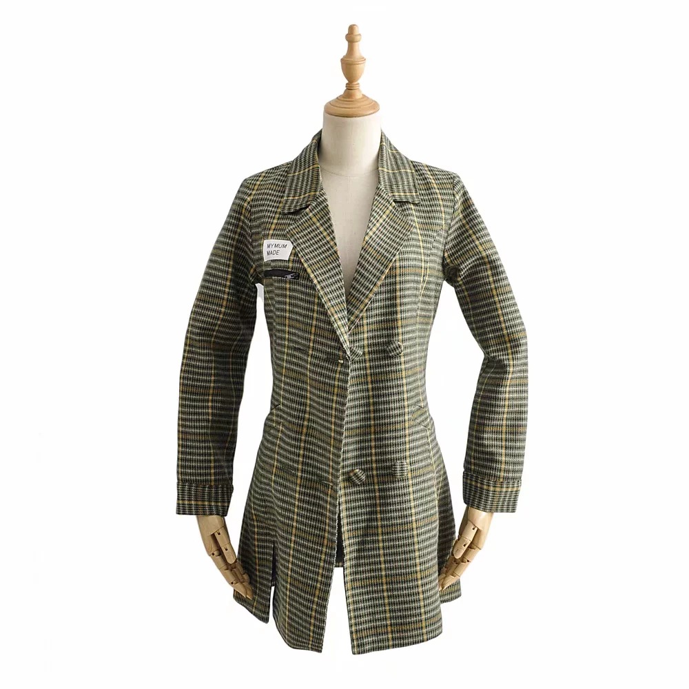 Foreign trade 2019 Autumn and winter new pattern Selling Split ends have more cash than can be accounted for Double-breasted Plaid suit coat Dress skirt wholesale