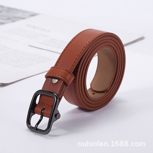 Korean style belt women's thin belt women's pin buckle PU casual decoration student retro thin trouser belt manufacturer wholesale