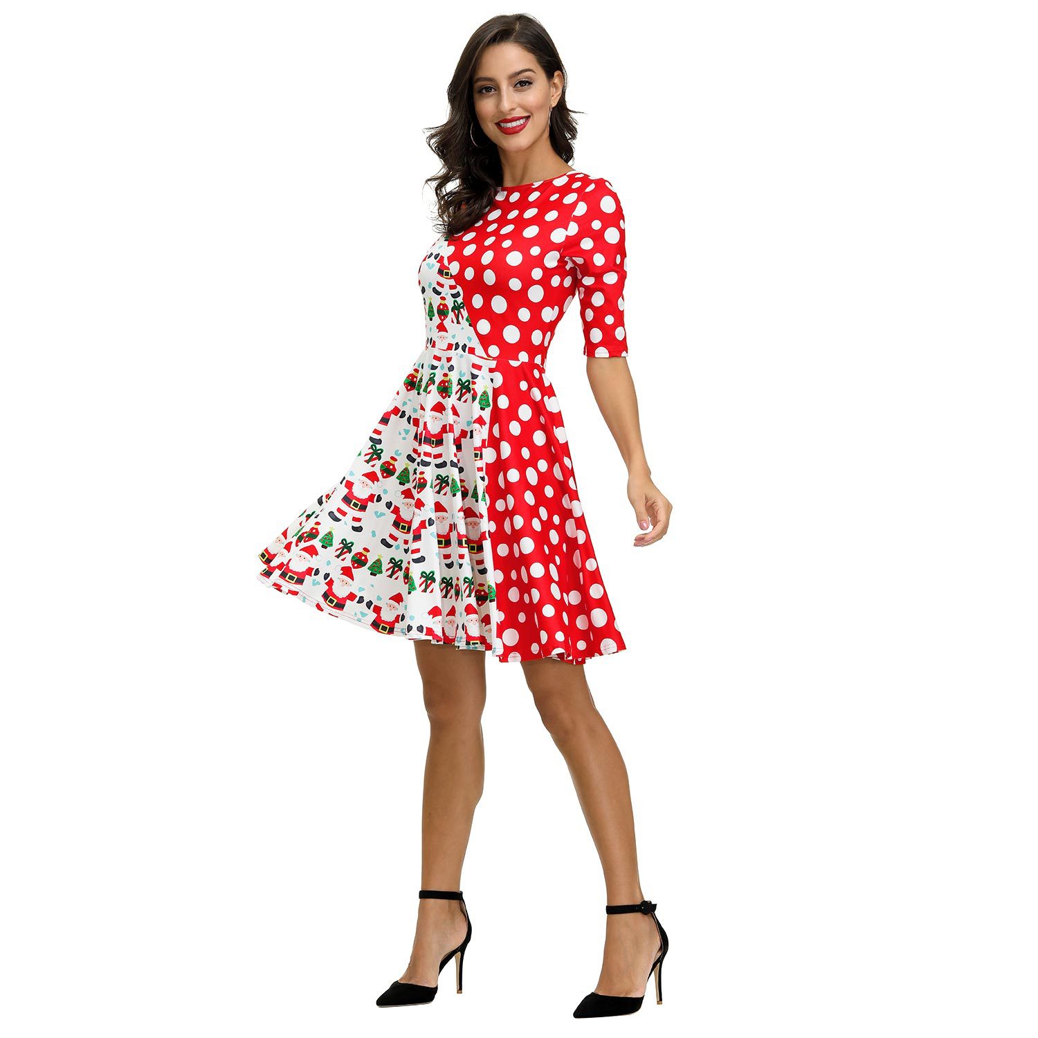 women s Santa Claus digital printing dress nihaostyles wholesale Christmas costumes NSMID78950