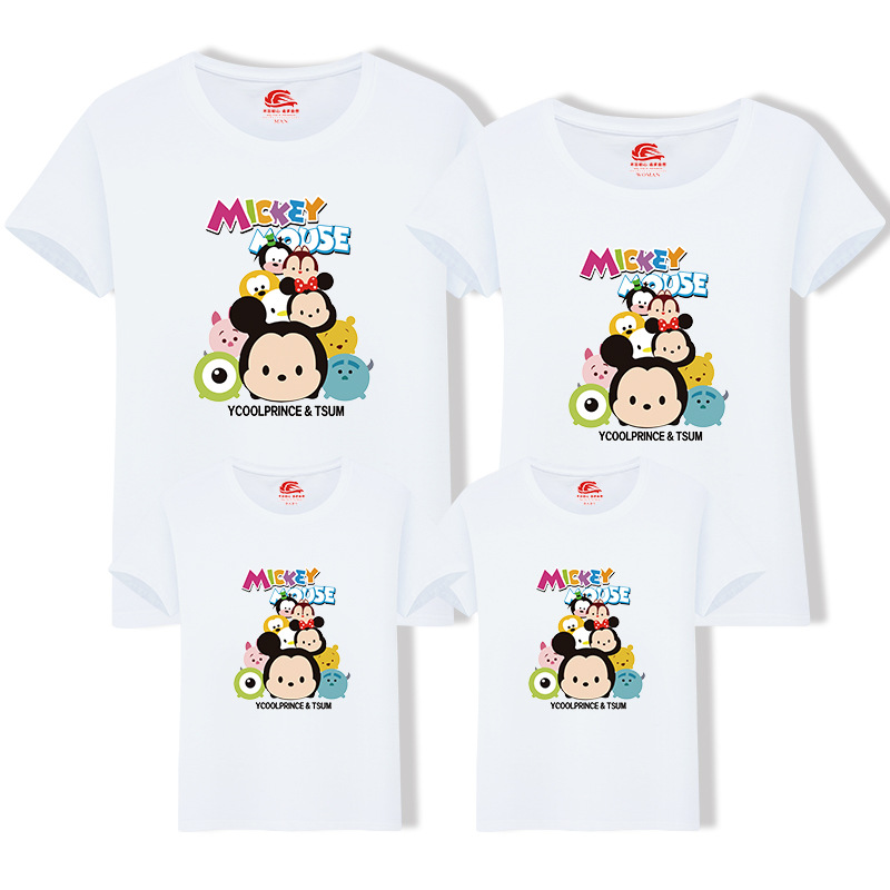 韓版親子裝夏裝2018新款親子服圓領棉短袖t恤家庭裝壹件代發