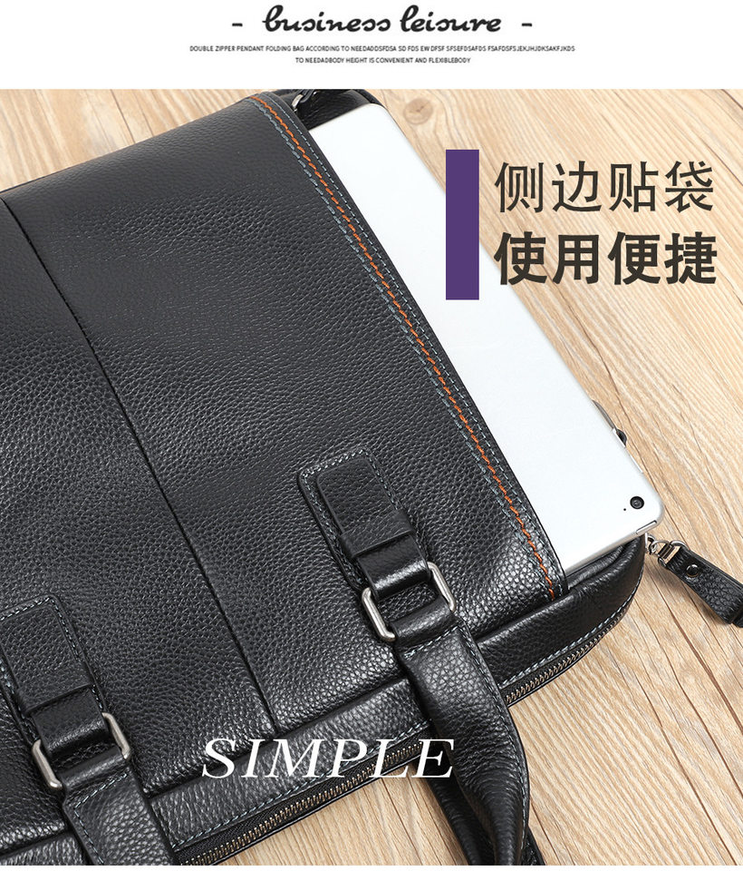 Túi xách tay nam da bò lớp đầu 28×38×8 cm kiêm túi đeo chéo, đựng laptop 13 inch — Màu cà phê, Màu xanh lam, Màu đen chi tiết 8