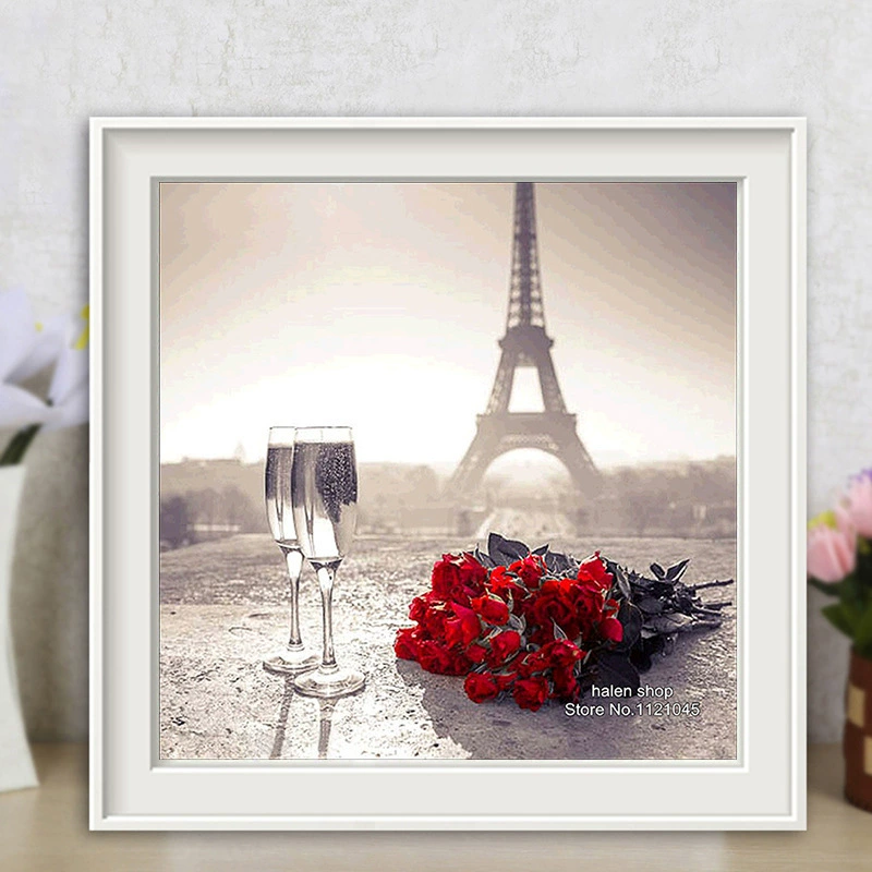 Кристальная живопись Diamond Painting 5D Diamond, внешняя торговля исключительно для diamond Patching Cross Embroidery Tower Wine Wine Rose Painting