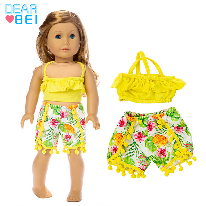 128g Weight White, Yellow Color 18 Inch American Girl Doll Bikini Set 43cm Sham Doll Clothes Wholesale 4