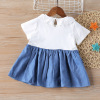 Short sleeve Denim Dress Girls print children’s princess skirt