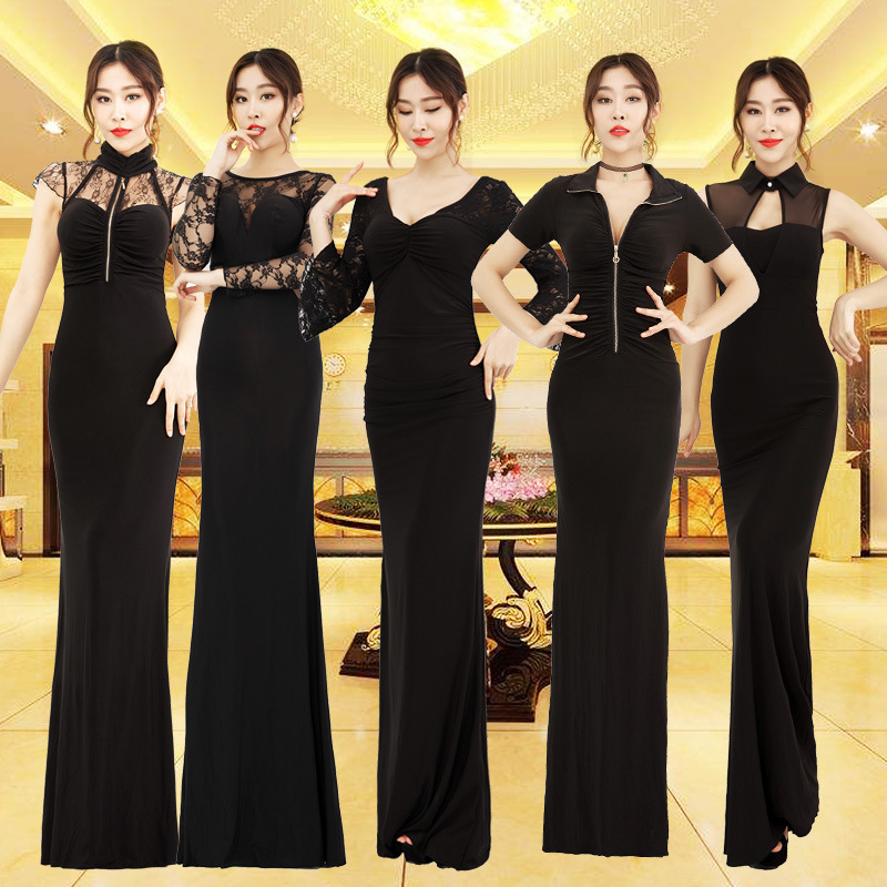 Sexy Evening Dress Women's 2022 New Noble Elegant Elegant Long Black Banquet Prom Performance Dress Sexy Evening Dress Women's 2022 New Noble Elegant Elegant Long Black Banquet Prom Performance Dress