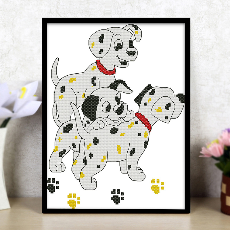 十字绣三只斑点狗自己绣diy 刺绣绣花材料材料套件新款