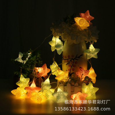 LED彩色裂纹星星灯串 电池款圣诞婚庆节日彩灯串 led发光电子闪灯|ru