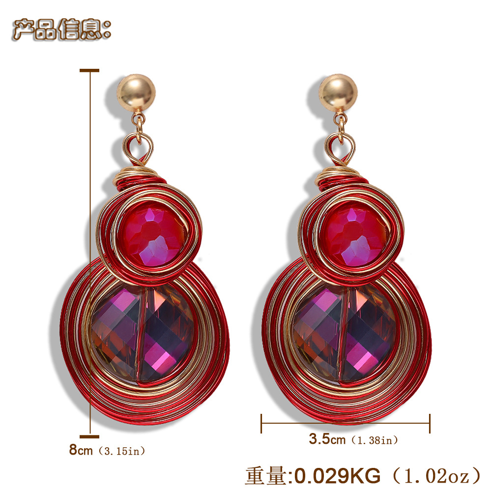 Bohème De Mode Alliage De Pierre Gemme Boucles D'oreilles Creative Couture Boucles D'oreilles Personnalisé Ornement Accessoires Commerce Extérieur Populaire Style display picture 1