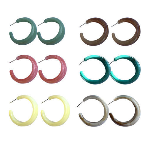 S925 silver needle fashion temperament acetate acrylic retro earrings popular exaggerated oversized sweet earrings Korean