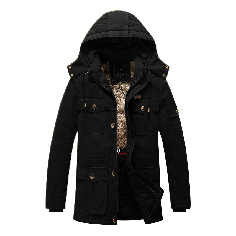 AliExpress invierno nueva chaqueta de los hombres de la capa de lana forrada engrosada con capucha lavada a prueba de frío ropa de los hombres Amazon comercio exterior