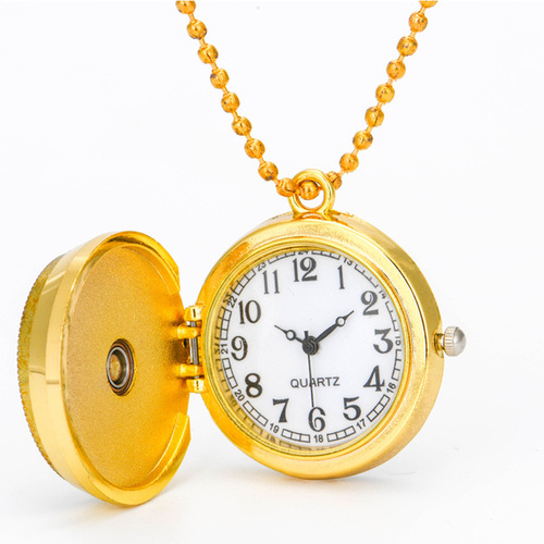 Cartoon anime children student gift rotatable top turntable necklace quartz pocket watch wholesale