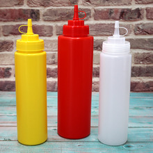 金德直身醬汁壺番茄沙拉醬油壺醋擠壓塑料瓶 帶蓋防塵沙拉擠壓瓶