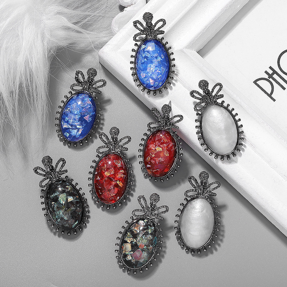 Fashion Simple Alloy Gemstone Earrings Retro Low-key Gravel display picture 2