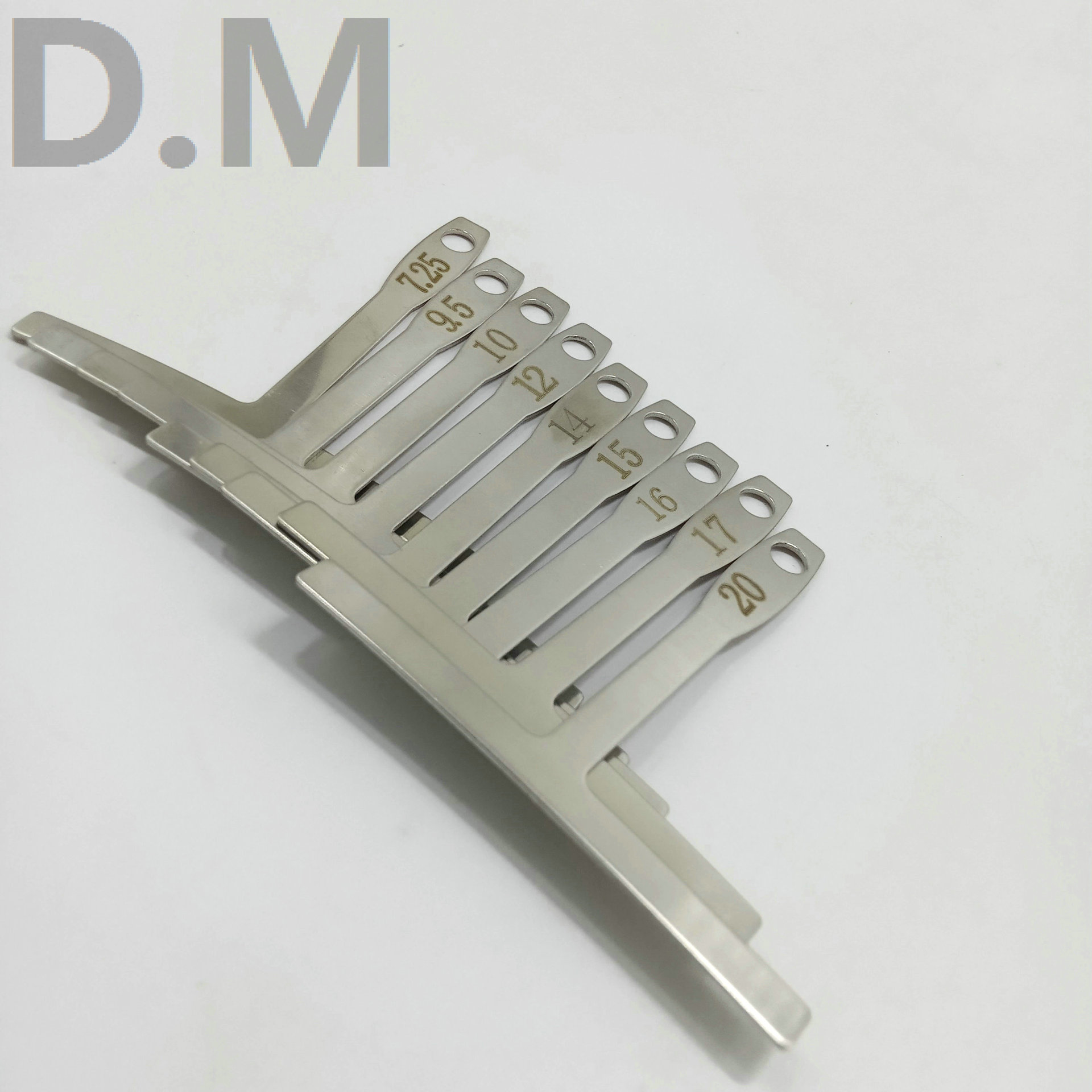 Venta caliente guitarra herramientas guitarra alambre diapasón cuello Radian Regla de medición de nueve piezas de acero inoxidable T-tipo radian regla