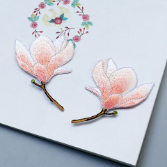 Yulan embroidery floral fabric patch stylish versatile clothing DIY mend hole patch for down jackets adhesive backing decorative patch