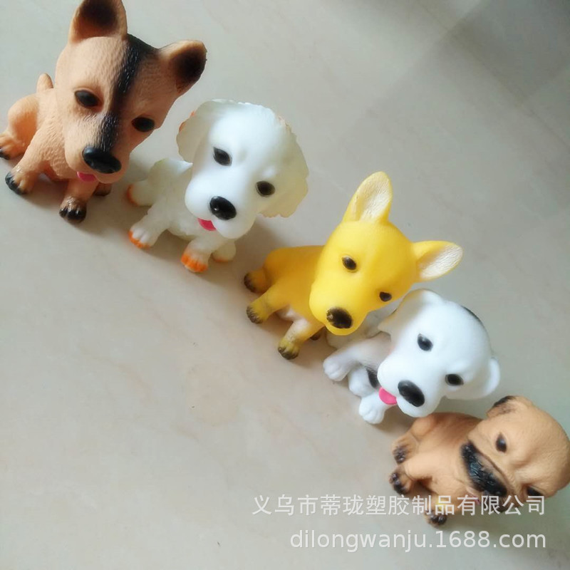 外貿清單塑膠捏捏叫仿真狗狗樂園五壹兒童禮物過家家洗澡沙灘玩具