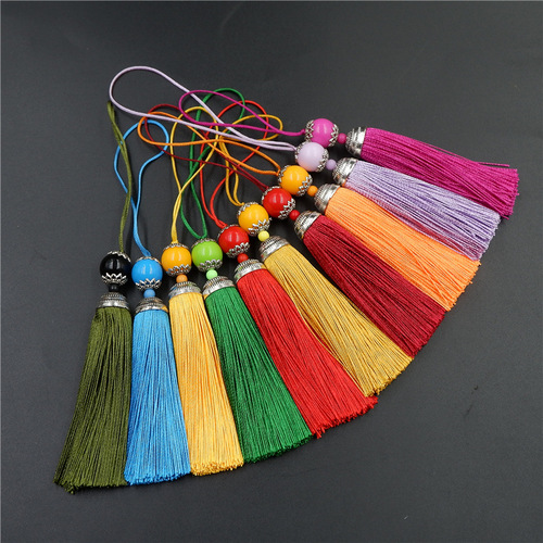 8CM Tassel Rope with Beads and Fringe Short Style Ancient Style Fringe Bookmark Tassel DIY Handmade Jewelry Fringe Accessory