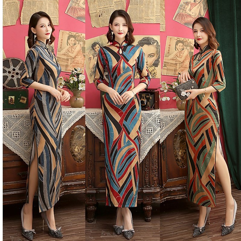 Chinese Dresses Qipao for women robe chinoise cheongsam The eldest daughter&apos;s dignified atmosphere party show dress