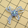 Fashionable blue metal crystal, high-end brooch with bow lapel pin, simple and elegant design