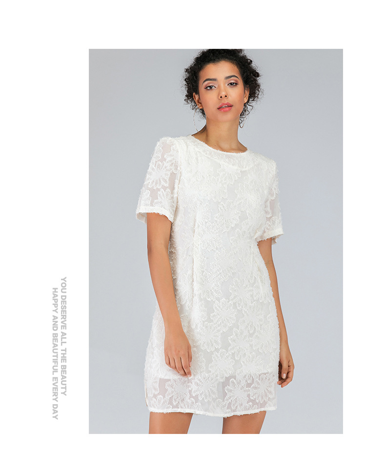 loose round neck lace short-sleeved dress  NSJR39182