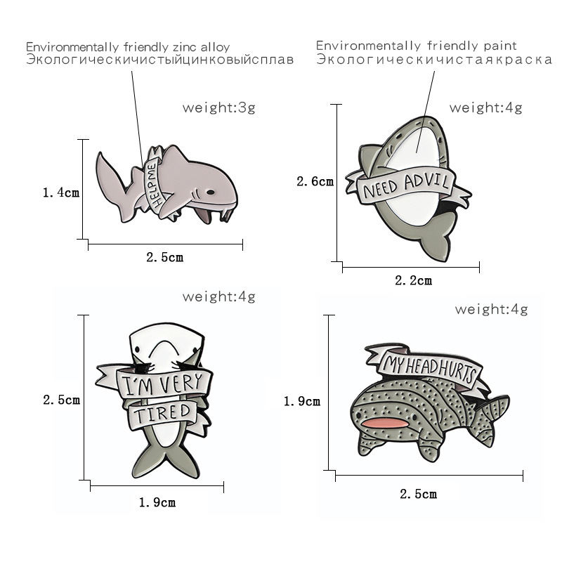 Cartoon Style Shark Alloy Enamel Unisex Brooches display picture 2