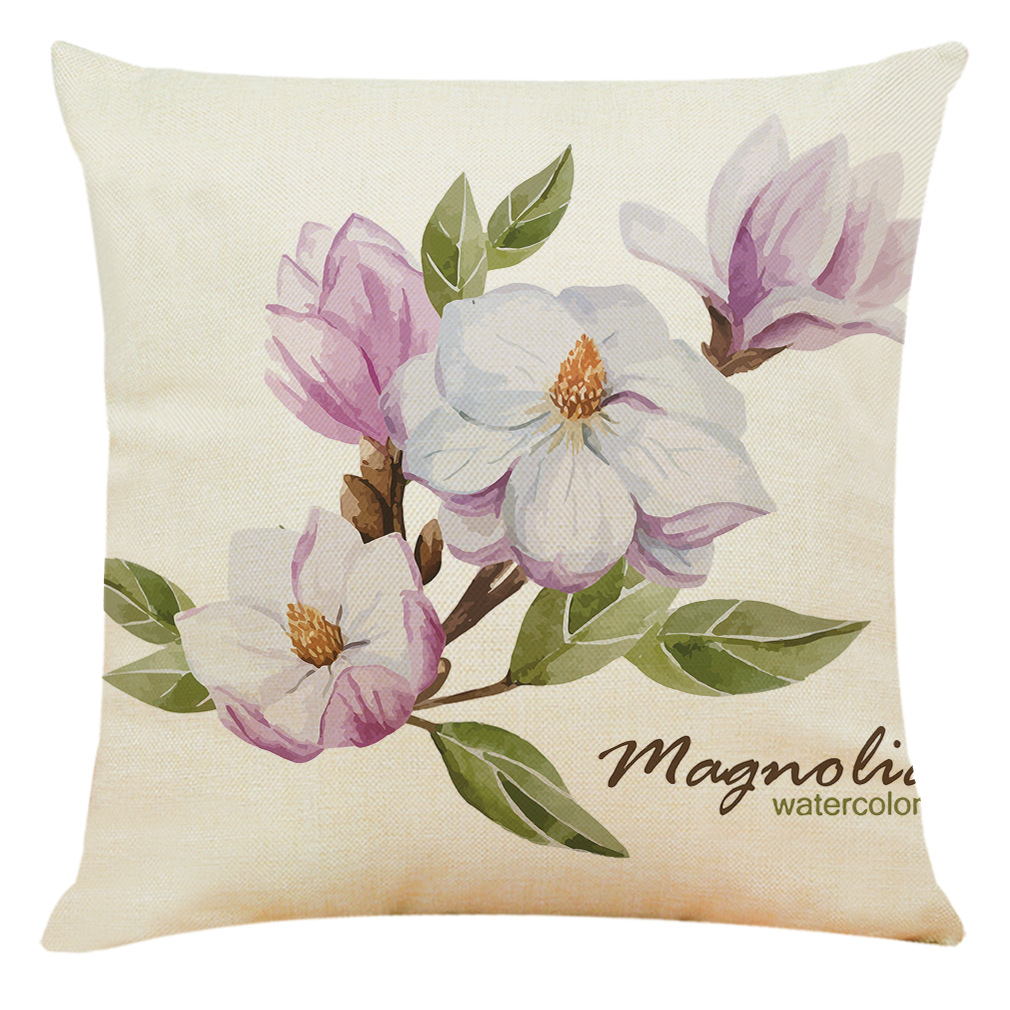 现代简约 清新家居风 花草印花棉麻抱枕套 创意生活家居沙发靠垫