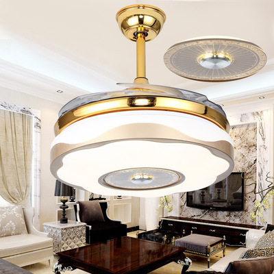 供应亚克力隐形风扇灯 中式餐客厅卧室复古吊扇灯 隐形吊扇灯