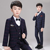 Children's clothing Autumn and winter new pattern Ready Boy Small suit lattice children man 's suit England Child full dress British style