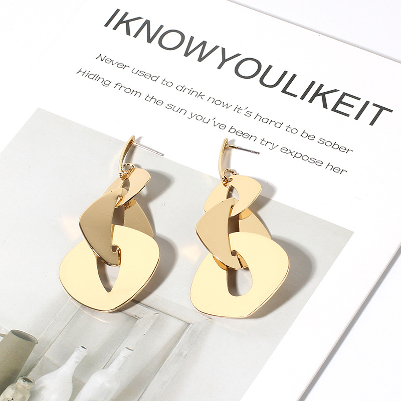 Women'S Gender Fashion Exaggerated Multi-layer Geometric Sequin Long Earrings Wholesale