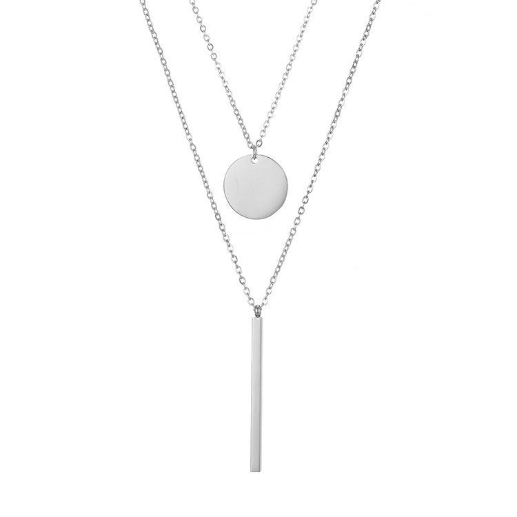 New Double Layered Pendant Simple 316l Stainless Steel Women's Necklace Jewelry Nihaojewelry display picture 5