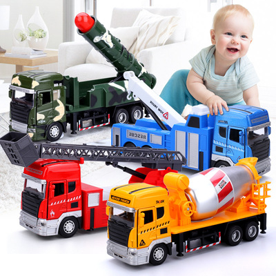 地摊玩具回力合金消防车云梯水炮救援车模型灯光音乐男孩儿童玩具|ru