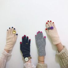 冬日精选~新品日本小众有趣指甲油美甲手套刺绣保暖羊毛手套批发
