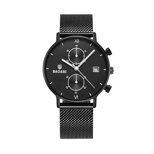 BAGARI/Bestone Men's Business Quartz Watch Waterproof Small Dial Simple Milan Strap Watch 1820