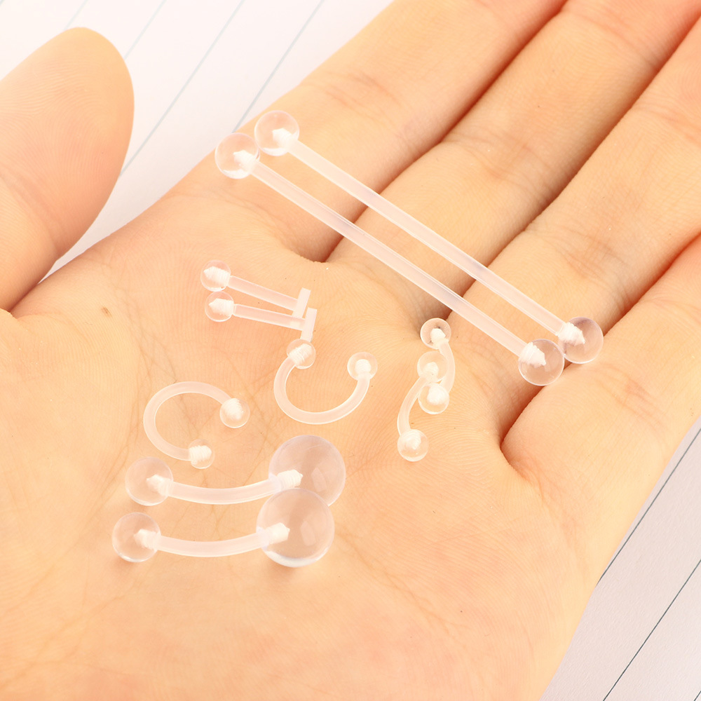 Acrylic Clear Belly Button Ring Set - Stainless Steel Eyebrow Tongue Nose Piercing Jewelry detail image 11