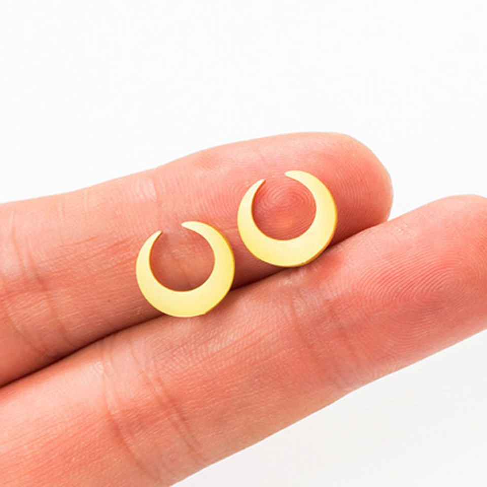 Simple Half-moon Stainless Steel Earrings display picture 8