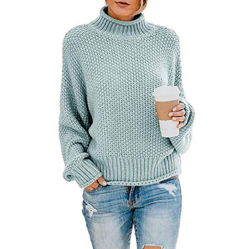 Suéter de Punto Holgado con Cuello Alto para Mujer, Otoño/Invierno 2025, Nuevo en Amazon y Wish, Estilo Europeo y Americano