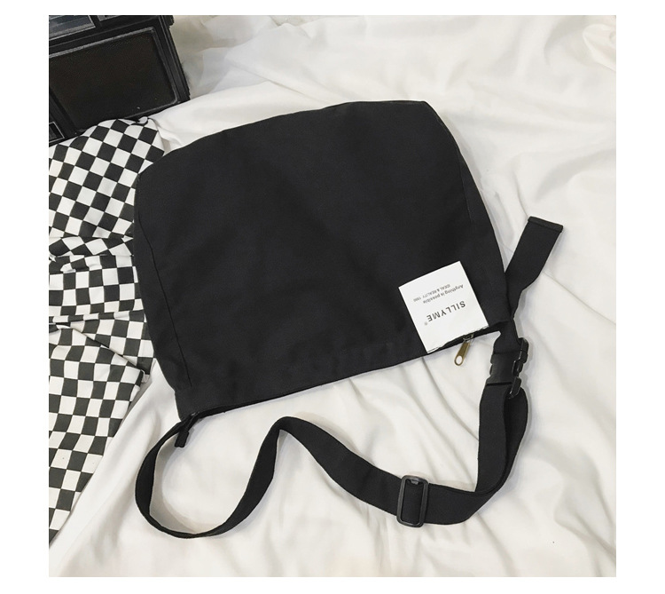 Japanese Harajuku Black Style Canvas Bag Womens New 2019ins Street Shooting College Style Solid Color Shoulder Messenger Bagpicture23