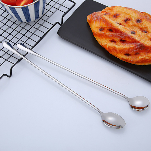 430 stainless steel extended handle ice spoon milk tea spoon dessert spoon bar spoon coffee stirring spoon hotel supplies