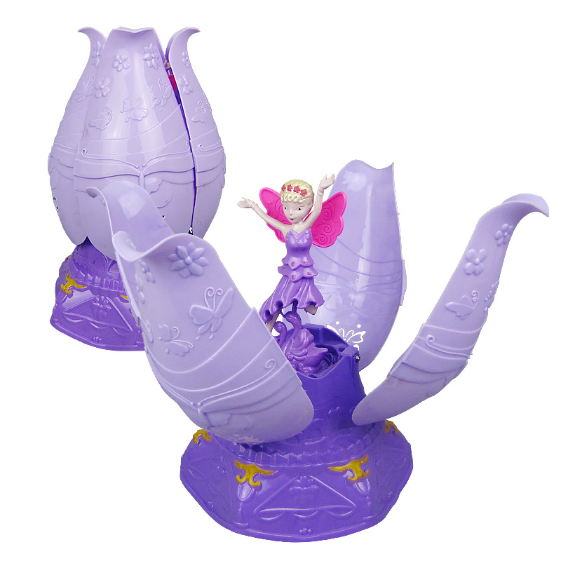 Nueva Flor de hadas las mujeres elevación eléctrica giratoria bailando flor princesa con luz música universal juguetes para niños