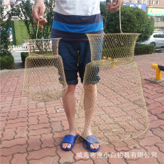 Folding steel wire fish protector fish basket net bag fishing protector fishing net fish loader stainless steel wire fish trap crab trap