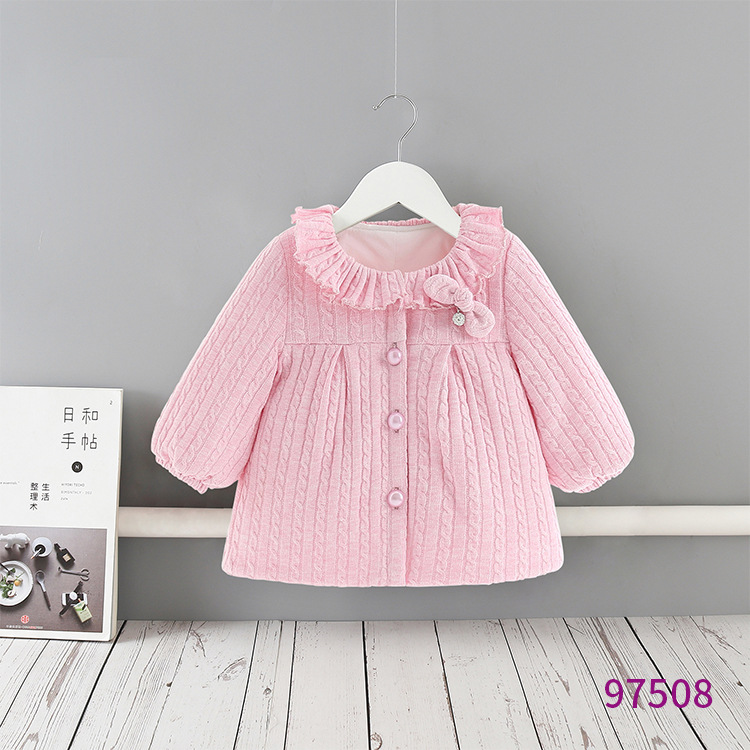 2019年冬季新款童装女童保暖外套      甜美可爱儿童加绒加厚棉衣