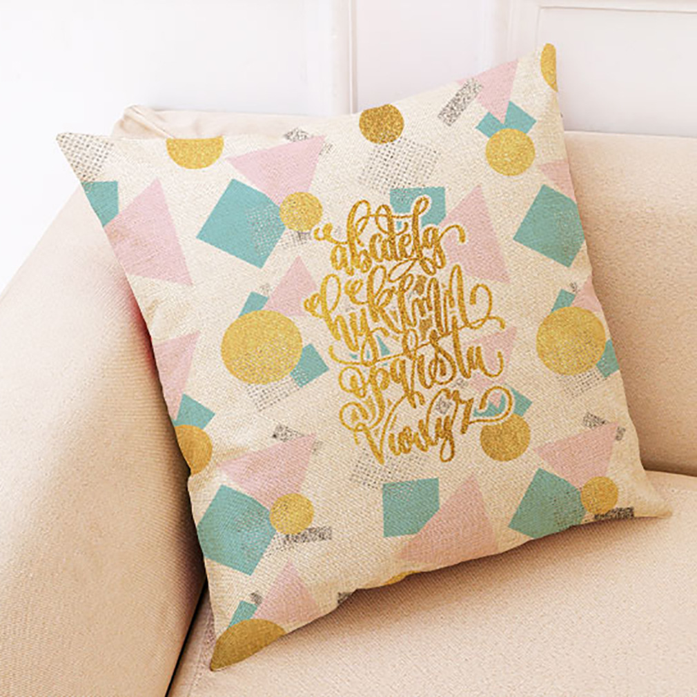 wish 亚马逊新款简约几何棉麻抱枕套 汽车抱枕家居沙发靠垫定制