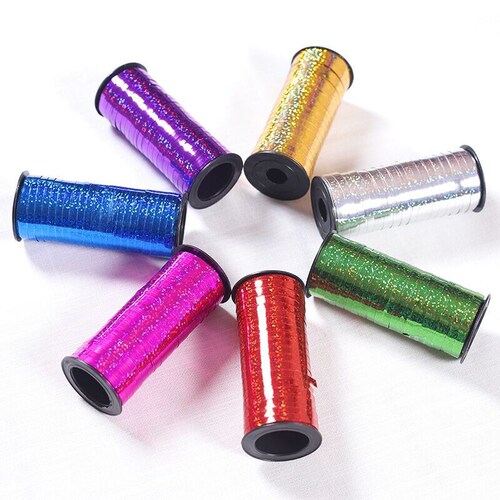 Balloon Ribbon Tying Ribbon Birthday Decoration Wedding Room Celebration Gift Arrangement 100 Yards Laser Gold Silver Color Ribbon Wholesale