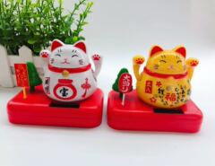 創意搖頭貓汽車擺件 卡通公仔太陽能擺件車載萬聖節禮品